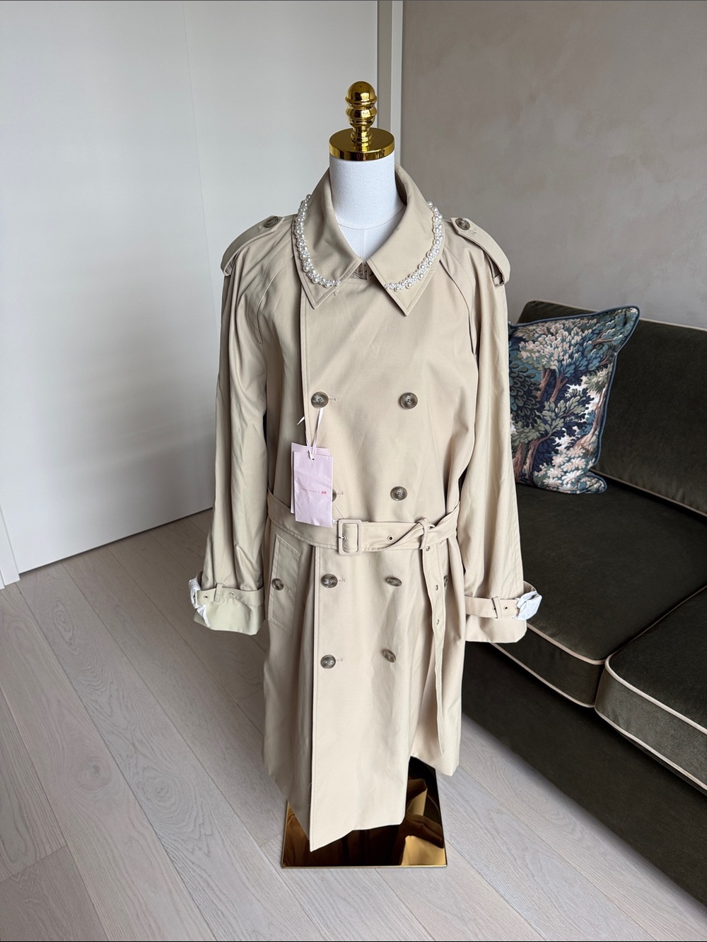 Simone Rocha x H&M Pearl Trench Coat Size XL NWT
